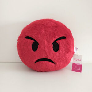 Almofada Emoji Raiva de Pelúcia Bordada 30cm