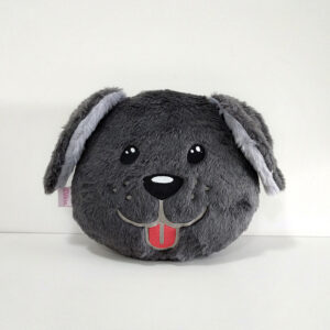 Almofada Cachorro Eli Grafite Pelúcia Bordada 31x30cm