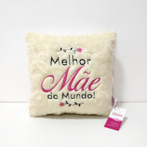 Almofada Quadrada Melhor Mãe Do Mundo Bordado 30cm