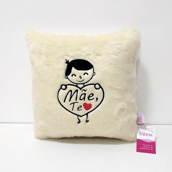Almofada Quadrada Menino Mãe Te Amo Bordado 30cm