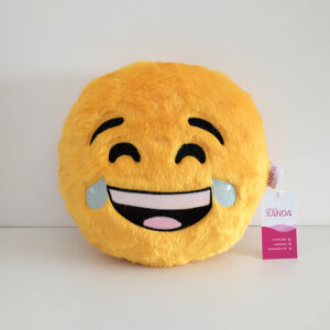 Almofada Emoji Chorando de Rir de Pelúcia Bordada 30cm